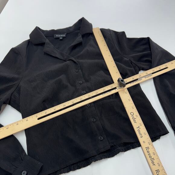 Pleione Top Womens Small Black Button Down Smocked‎ Anthropologie - Picture 6 of 6